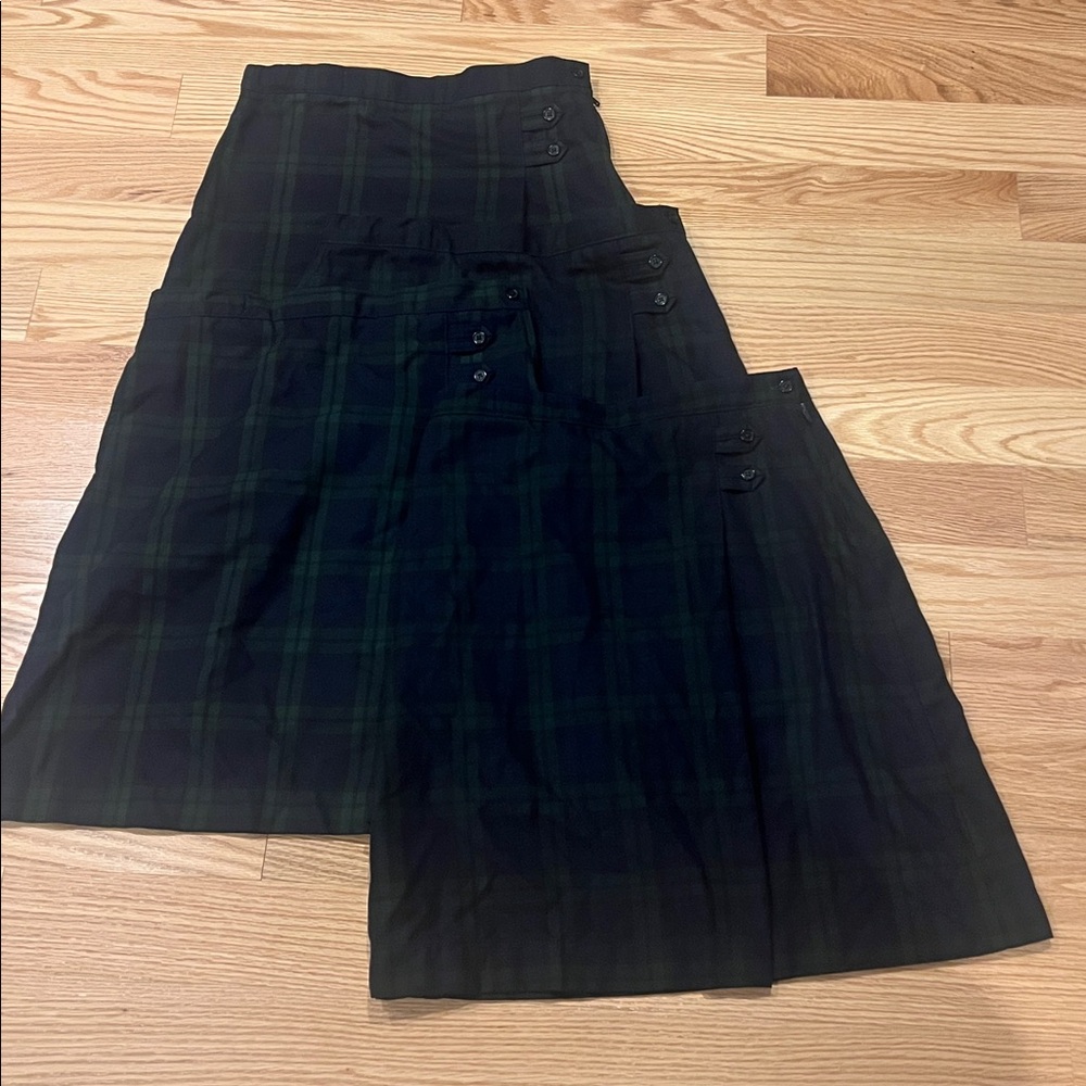 Lands' End Navy and Evergreen Plaid Skirts